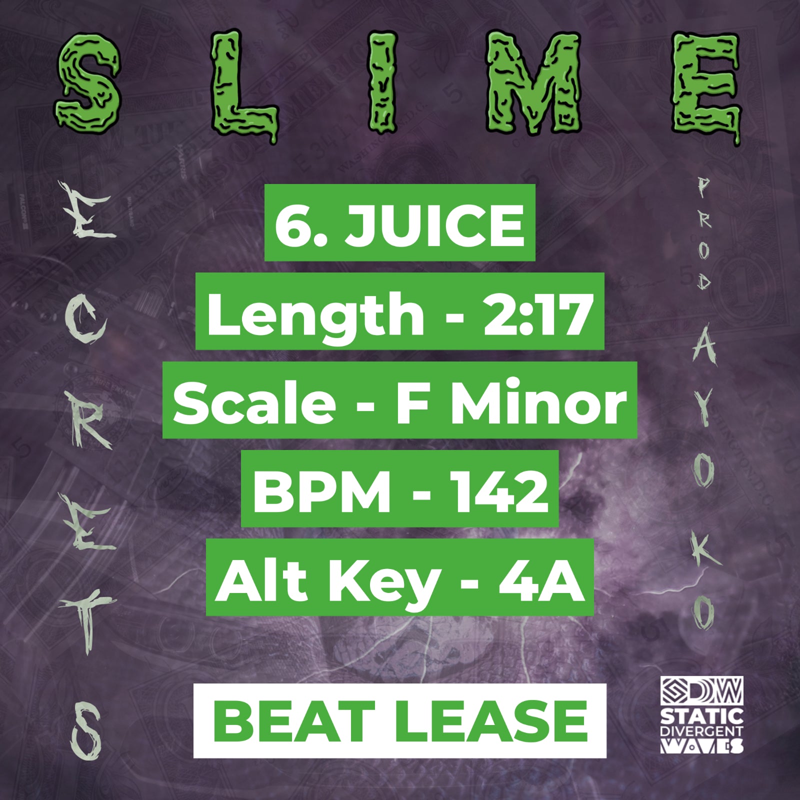 JUICE Beat / Instrumental Lease (142BPM / F Minor) - Slime Secrets Beat Tape (Prod. Ayo KO)