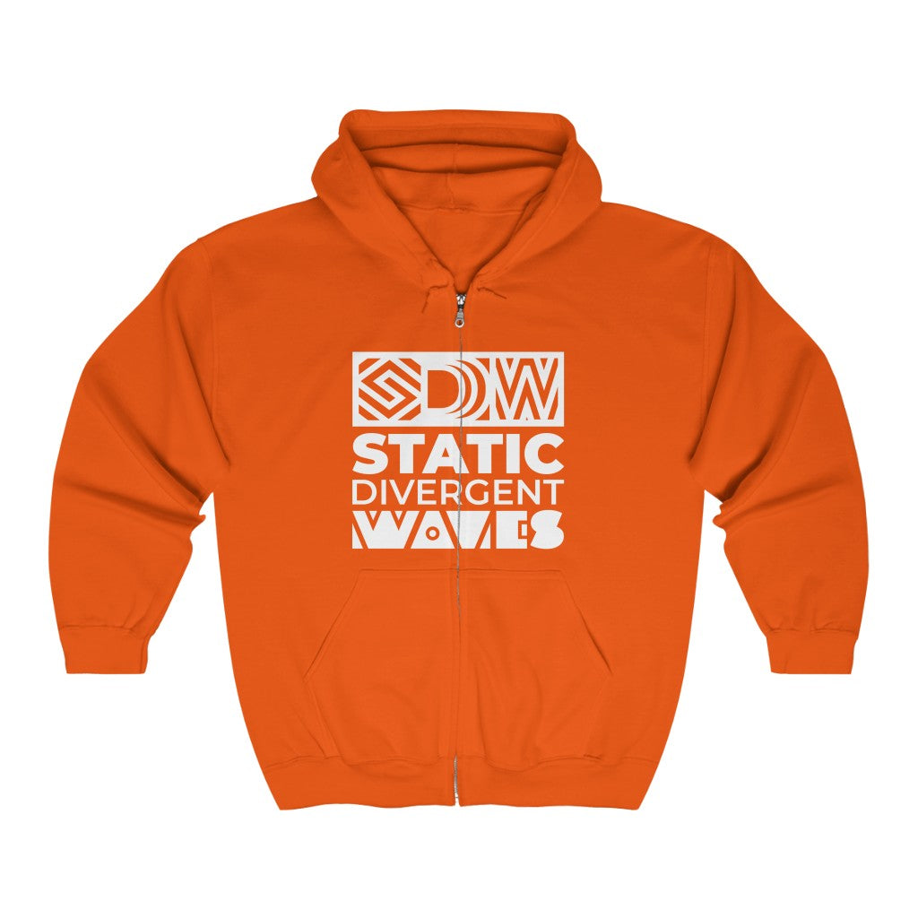 SDW White - Unisex Full-Zip Hooded Sweatshirt