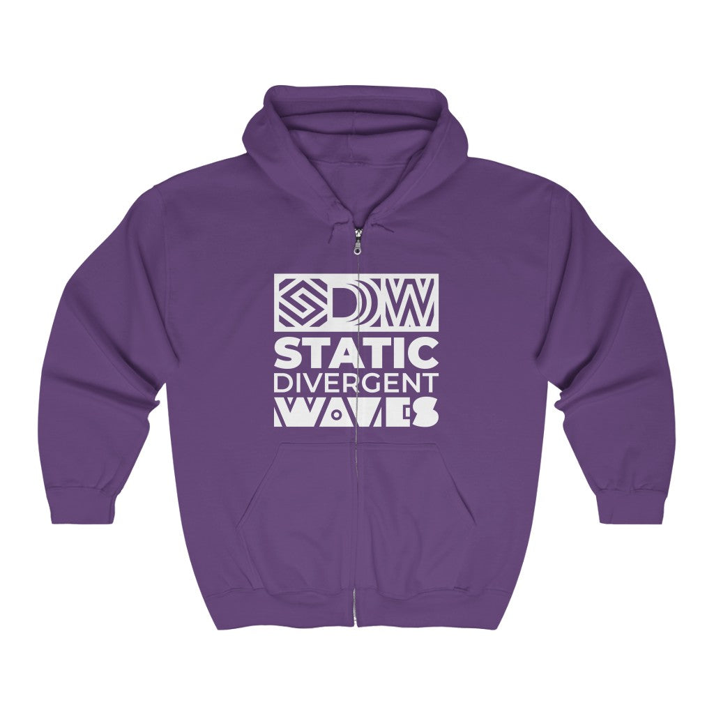 SDW White - Unisex Full-Zip Hooded Sweatshirt